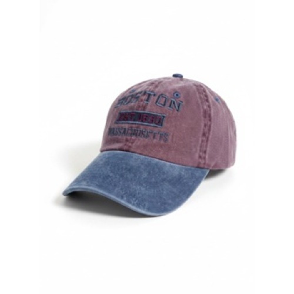 Newhattan Boston Massachusetts Est 1630 Baseball Cap Maroon Navy Blue Adjustable